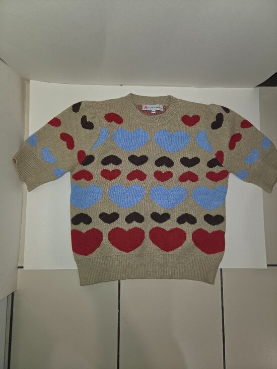 Olive & Bette's Sweaters - Olive and Bette's Hearts Puff Sleeve Sweater Size Medium Retail $128